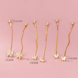 925 Silver Love Flower Butterfly Ear Line Drop Earrings