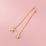 925 Silver Love Flower Butterfly Ear Line Drop Earrings