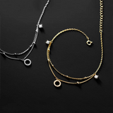 925 Silver CZ Zircon Round Pendant Chain Anklet for Women