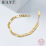 925 Silver Charm Cuban Link Chain Bracelet Bangle Hip Hop Gothic Jewelry