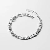 925 Silver Charm Cuban Link Chain Bracelet Bangle Hip Hop Gothic Jewelry