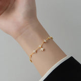 925 Silver Four Leaf Flower Bracelet Romantic Floral Jewelry Gift