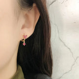 925 Silver Zircon Bow Drop Earrings Romantic Charm Wedding Jewelry