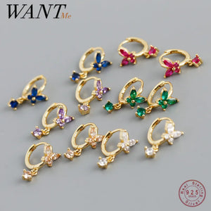 925 Silver Zircon Bow Drop Earrings Romantic Charm Wedding Jewelry