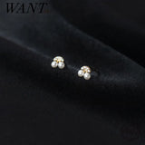 925 Silver Cherry CZ Zircon Stud Earrings Children Piercing Party Jewelry