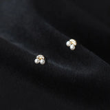 925 Silver Cherry CZ Zircon Stud Earrings Children Piercing Party Jewelry