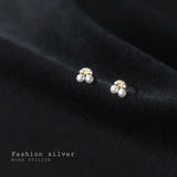 925 Silver Cherry CZ Zircon Stud Earrings Children Piercing Party Jewelry
