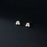 925 Silver Cherry CZ Zircon Stud Earrings Children Piercing Party Jewelry
