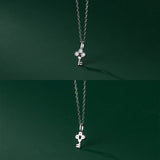 925 Sterling Silver Key Pendant Necklace for Women Choker Party Jewelry