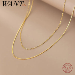 925 Silver Double Box Cuban Link Chain Necklace for Women