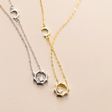 Sterling Silver Sun Moon Pendant Necklace with Zircon