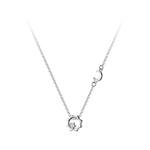 Sterling Silver Sun Moon Pendant Necklace with Zircon