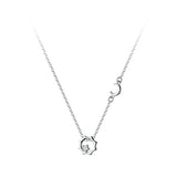 Sterling Silver Sun Moon Pendant Necklace with Zircon