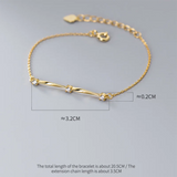 925 Silver Twist Charm Chain Bracelet Pave Zircon Bangle Wave Jewelry