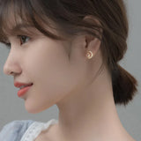 925 Silver Christmas Deer Moon Stud Earrings for Women Halloween Party Jewelry