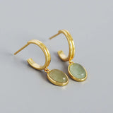 925 Silver Green Aventurine Pendant Stud Earrings for Women