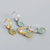 925 Silver Green Aventurine Pendant Stud Earrings for Women