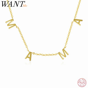 925 Silver MAMA Choker Necklace Mother's Gift