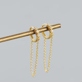925 Silver Gothic Tassel Circle Stud Earrings Bohemian CZ Zircon