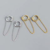 925 Silver Gothic Tassel Circle Stud Earrings Bohemian CZ Zircon