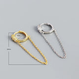 925 Silver Gothic Tassel Circle Stud Earrings Bohemian CZ Zircon