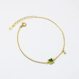 925 Silver Green Square Zircon Chain Bracelet Bangle Charms Jewelry Gift