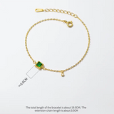 925 Silver Green Square Zircon Chain Bracelet Bangle Charms Jewelry Gift
