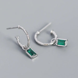 925 Silver Green Zircon Pendant Earrings for Women