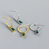 925 Silver Green Zircon Pendant Earrings for Women