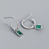 925 Silver Green Zircon Pendant Earrings for Women