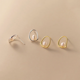 925 Silver Baroque Pearl Stud Earrings Women Party Jewelry