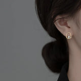 925 Silver Baroque Pearl Stud Earrings Women Party Jewelry
