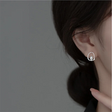 925 Silver Baroque Pearl Stud Earrings Women Party Jewelry