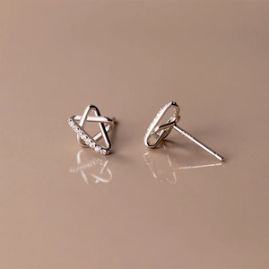 925 Silver Star Stud Earrings Women Line Jewelry