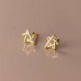 925 Silver Star Stud Earrings Women Line Jewelry