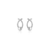 925 Silver Cross Pearl Stud Earrings Romantic Anniversary Gift