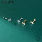925 Silver Zircon Stud Earrings Party Gift