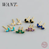925 Silver Horse Eye Zircon Stud Earrings for Women