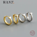 Sterling Silver Letter T Hugging Earrings Punk Rock Jewelry