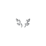 925 Silver Zircon Leaf Stud Earrings 18k Plated for Women