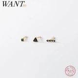 925 Silver Zircon Geometric Mini Stud Earrings for Women