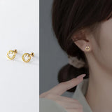 925 Silver Spiral Bead Stud Earrings for Women