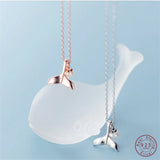 925 Silver Ocean Fishtail Pearl Pendant Necklace for Women