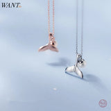 925 Silver Ocean Fishtail Pearl Pendant Necklace for Women
