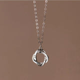 925 Silver Circle Pendant Necklace Zircon Charm Clavicle Jewelry