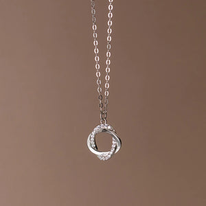 925 Silver Circle Pendant Necklace Zircon Charm Clavicle Jewelry