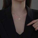 925 Silver Circle Pendant Necklace Zircon Charm Clavicle Jewelry