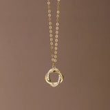 925 Silver Circle Pendant Necklace Zircon Charm Clavicle Jewelry