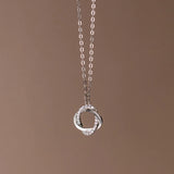 925 Silver Circle Pendant Necklace Zircon Charm Clavicle Jewelry