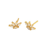 925 Silver Princess Crown Stud Earrings Wedding Jewelry